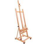 US Art Supply 70 to 96 inch Tall Adjustable Classic Hand-Finished Wood Studio Adjustable H-Frame Artist Easel