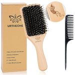 Hair Brush Boar Bristle Hairbrush for Thick Curly Thin Long Short Wet or Dry Hair Adds Shine and Makes Hair Smooth, Best Paddle Hair Brushes and Comb Set for Men Women Kids