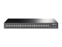 TP-Link 48 Port Gigabit Ethernet Switch, Plug and Play, Sturdy Metal w/ Shielded Ports, Rackmount, Fanless, Limited Lifetime Protection, Traffic Optimization Unmanaged (TL-SG1048) , Black