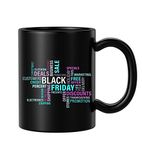 BLISSart Ceramic Coffee Mug, Black, 350 ml, 1 Piece, Printed Black Friday Gift for Office Staff