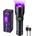 LEKIA 20W 365nm UV Torch, Powerful Type-C USB Rechargeable UV Light High Power Black Light Flashlight for Pet Urine Detection, Resin Curing, Blood Tracking, Scorpion, Rockhounding, A/C Leak Detect