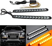 SOCAL-LED 2x Arrow LED DRL Switchback Strips 12" (32cm) 12V Sequential Flashing Turn Signal Lights, Dual-Color Amber White