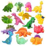15Pcs Dinosaur Baby Bath Toys for Toddlers 1-3, Mold Free Bath Toys for Kids 3-5, No Hole Bath Tub Toys for Boys and Girls, Christmas Birthday Gifts for 1-9 Year Old Kids