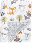 Baby Blanket for Newborn Boys and Girls, Double Layered Receiving Blanket with Dotted Backing, Perfect for Baby Cribs and Receiving as Newborn Bed Throws., 30x40 Inch, Forest Fox