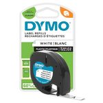 DYMO LetraTag Plastic Labels | Authentic | 12 mm x 4 m Roll | Black Print on White Labels | Self-Adhesive Multipurpose Labels for LetraTag Label Makers | 1 Count