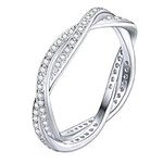 AoedeJ 925 Sterling Silver Twist Fate 2 Band Eternity Love Wedding Ring with Cubic Zirconia for Women