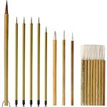 9 Pieces Hake Paint Brush Set Decorative Drawing Brush Artist Painting Brushes Sheep Hair Bamboo Hake Brush Detail Paint Brushes for Watercolor Acrylic Oil Body Painting Ceramic Drawing Dust Cleaning