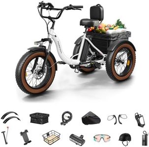 PUCKIPUPPY Electric Tricycle for Adults Alaskan, Rear Motor Electric Trike, 20" 6061 Aluminum Folding Ebike Frame, 3 Wheel Cargo Tricycle with Large Basket, White