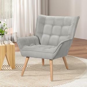 Artiss Armchair, Grey Recliner Lounge Dining Chairs Sofa Nursing Occasional Reading Seating Armchairs Home Living Room Bedroom Furniture, Upholstered with Linen Fabric