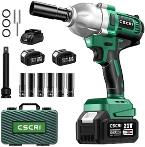 CSCRI Cordless Impact Wrench Kit 1/2 inch Brushless, Max Torque 580Ft-lbs(800N.m) Electric Impact Gun w/2x 4.0Ah Battery, Charger & 6 Sockets, Power Impact Driver for Car Home