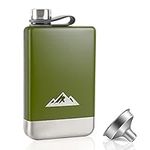 KWANITHINK Flasks for Liquor, Stainless Steel 8oz Hip Flask with Funnel, Whiskey Flask with Integrated Steel Cap for Camping Climbing Hiking Picnic