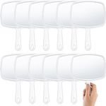 Geetery 12 Pcs Hand Mirror Handheld Cosmetic Mirror with Handle Makeup Mirror Wall Mount for Bathroom Home Barber Salon Travel Portable Beauty School Gift for Women Students, 6.69 x 9.45 Inch (White)