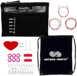 ChiaoGoo Twist Red Lace 4-Inch Mini 7400-M Interchangeable Circular Needle Set, Sizes US 000, 00, 0, 1, 1.5 with 3 Cords, Connectors, Stitch Markers, Stoppers Bundle with 1 Artsiga Crafts Project Bag