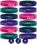 Inkstone Faith Wristbands 12-Pack with Bible Verses, Value Pack - Christian Catholic Religious Gifts in Bulk (Women's Multi-Color (Philippians 4:13 / Luke 1:37 / Proverbs 3:5 / Psalm 46:10))