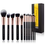 Oscar Charles Makeup Brush Set, 12 Piece Makeup Brushes Set Professional, Six Face Make up Brushes & Six Eye Makeup Brushes Set - Rose Gold