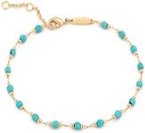 MEVECCO Gold Round Turquoise Beaded Bracelets,14K Gold Plated Handmade Cute Dainty Bracelet for Women