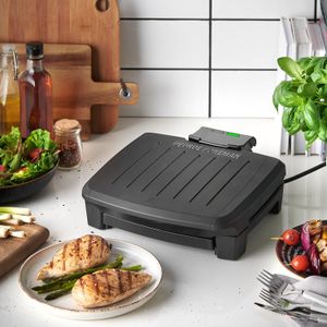 George Foreman Medium Electric Grill – Black Non-Stick Indoor BBQ