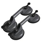 2 Pack Glass Suction Cups Heavy Duty Aluminum Vacuum Plate Handle Glass Holder Hooks to Lift Large Glass/Floor Gap Fixer/Tile Suction Cup Lifter/Moving Glass/Pad (Black, as Show)