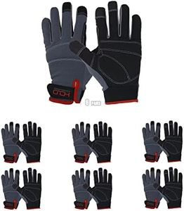 HANDLANDY Mens Work Gloves Touch screen, Pack of 6 Pairs Flexible Breathable Utility Gloves (Large, Grey (6 pairs))