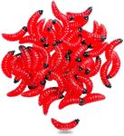 50Pcs 1Inch Silicone Soft Maggot Worm Soft Artificial Bread Worm Fishing Lure (Red)