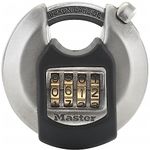 MASTER LOCK Heavy Duty Circular Combination Padlock, Security level 8/10, Combination, Outdoor, Stainless Steel, Weatherproof, Silver/Black