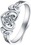 BORUO 925 Sterling Silver Ring Celtic Knot Heart High Polish Tarnish Resistant Eternity Wedding Band Stackable Ring Size 10.5