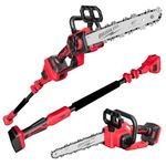 2-in-1 Cordless 10-Inch Pole Saw and Chainsaw for Milwaukee 18V Battery, Total Reach of Max 15ft, Auto Oiling, Electric Pole Saw for Tree Trimming Pruning (Tool Only)
