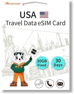 USA Data eSIM Card: Toral 30GB High-Speed Data, 30 Day Prepaid Plan, Hotspot Support,QR Code No Contract, No SIM Card,No Voice Call, No SMS