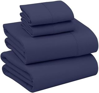 RUVANTI 100% Cotton Sheets - Crispy Cooling Percale Sheets for California King Size Bed, Breathable & Durable Cal King Sheet Set, 16 Inches Deep Pocket Bed Sheets, Crown Blue, 4 Pieces