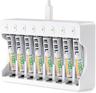 EBL AAA Rechargeable Batteries 8 Pack, Triple AAA Batteries 1100mAh High Capacity, 1200 Recharge Cycles, Pre-Charged 1.2V NiMH AAA Battery with Individual Battery Charger