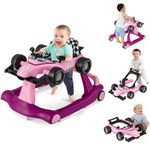 Maxmass Baby Walker, 4 in 1 Infant Sit-to-Stand Walker with Adjustable Height & Speed, Steering Wheels, Detachable Seat Cushion, Foldable Toddler Activity Walkers for Boy Girl 6-18 Months (Purple)