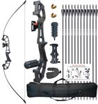 Tongtu 50" Takedown Recurve Bow and Arrows for Adult Beginners Right Handed 30 Lbs 40Lbs, Metal Riser Hunting Long Bow Set for Target Practice Outdoor