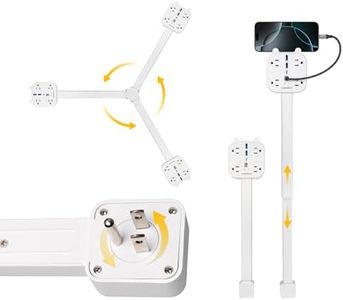 Outlet Extender Stick, 360° Rotating Wall Plug with 4 AC Outlets, USB-C PD 20W Fast Charging, 2 USB-A & 2 USB-C Ports, 18"-27" Adjustable Electrical Power Strip for Hard-to-Reach Outlets