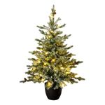 Christmas Tree World | 4ft Artificial Pre-lit Cairngorm Pine | Natural and Realistic Look with Bushy and Luxury Quality PE Tips | Easy to Assemble and Take Down | 90cm Diameter | Potted | Outdoor