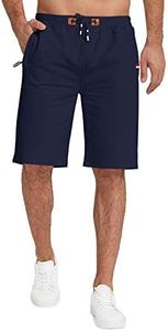 KUYIGO Mens Shorts Summer Sports Short Drawstring with Pockets Elastic Waist Large Navy