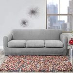 Stretch Modern Block Four Piece Sofa Slipcover | Form Fit | Individual Cushion Covers | Machine Washable Sofa/Gray