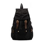 Yimidear Unisex Canvas Backpack Vintage Rucksacks Student School Bags Casual Daypacks (Black)