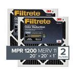 Filtrete 20x20x1, AC Furnace Air Filter, MPR 1200, Allergen Defense Odor Reduction, 2-Pack (exact dimensions 19.69 x 19.69 x 0.81)