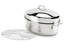 All-Clad Specialty Stainless Steel Covered Oval Roaster 3 Piece, 19x12x10 Inch Oven Broiler Safe 600F Roaster Pan, Pots and Pans, Cookware Silver