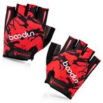 BOODUN Shock-Absorbing Foam Pad Breathable Half Finger Cycling Gloves, Red, X-Large