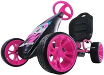 Hauck Sirocco - Racing Go Kart | Pedal Car | Low profile rubber tires | Pedal power auto-clutch free-ride | Adjustable seat - Pink, Large
