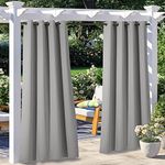 NICETOWN Waterproof Outdoor Curtains 2 Panels for Patio - Thermal Insulated Grommet Blackout Curtains for Pergola, Porch and Cabana (W52 x L96, Silver Grey)