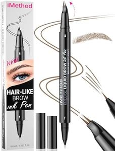 iMethod Stylo à sourcils incurvé – Crayon à sourcils 2 en 1 à double extrémité avec micro-pointe fourchette et pointe pinceau précise pour créer des sourcils naturels comme des cheveux, dure toute la