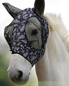 Harrison Howard Super Comfort Horse Fly Mask Elasticity Fly Mask with Ears UV Protection for Horse-Paisley Wave
