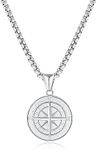 L.Karden Necklace for Men/Women 316L Stainless Steel Mens Chain Necklace Compass Pendant Necklace Mens Jewellery Gifts for Him Boyfriends Birthday Anniversary Valentines Day Gifts for Father Husband