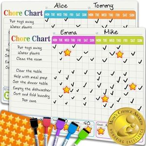QUOKKA Behavior Chore Chart for Multiple Kids - 7 x 10 inch Magnetic Chore Chart Also Hangs on The Wall - Includes 2 Charts and Accessories, Accomodates All Ages from Toddlers to Teens