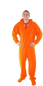 Forever Lazy Footed Adult Onesies, One-Piece Pajama Jumpsuits for Men and Women, Unisex. with Detachable Feet., Orange, X-Small