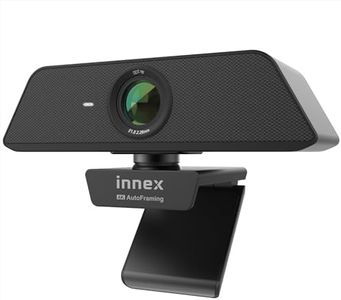Innex C470 4K Webcam with Microphone, AI Auto-Framing, 5X Digital Zoom, Auto Light Correction, for Zoom, Microsoft Teams, 120 Degree Wide Angle Webcam for PC, Mac, Windows, Video Call, Live Streaming