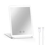 DAIKA LED Vanity Makeup Mirror, 1X/3X Magnification, 72 Led 3 Color Lights Dimmable Touch Screen, Rechargeable Portable Tabletop Compact Travel Lighted Mirror for Girls and Women1