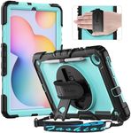 Timecity Case for Samsung Galaxy Tab S6 Lite 10.4'' 2024/2020/2022 (SM-P620/P625/P613/P619), Shockproof Protective Case with Screen Protector, 360° Rotating Stand, Shoulder/Hand Strap -Light Blue